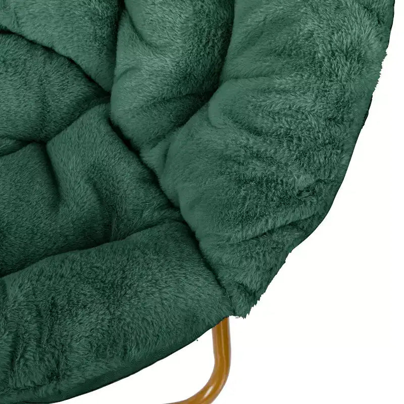 Fauteuil soucoupe pliant surdimensionné avec coussin confortable en fausse fourrure et cadre en métal pour dortoirs, chambres, appartements et plus