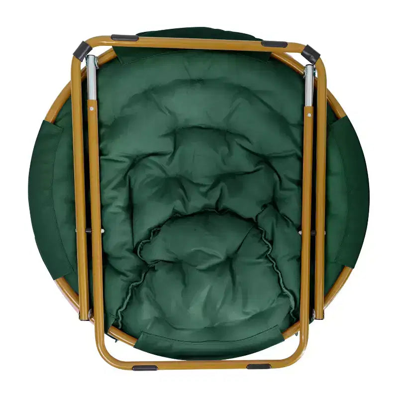 Fauteuil soucoupe pliant surdimensionné avec coussin confortable en fausse fourrure et cadre en métal pour dortoirs, chambres, appartements et plus