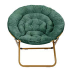 Fauteuil soucoupe pliant surdimensionné avec coussin confortable en fausse fourrure et cadre en métal pour dortoirs, chambres, appartements et plus