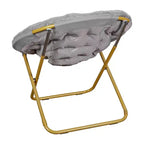 Fauteuil soucoupe pliant surdimensionné avec coussin confortable en fausse fourrure et cadre en métal pour dortoirs, chambres, appartements et plus