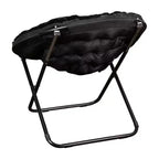 Fauteuil soucoupe pliant surdimensionné avec coussin confortable en fausse fourrure et cadre en métal pour dortoirs, chambres, appartements et plus