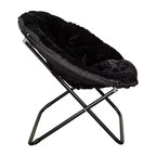 Fauteuil soucoupe pliant surdimensionné avec coussin confortable en fausse fourrure et cadre en métal pour dortoirs, chambres, appartements et plus