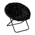 Fauteuil soucoupe pliant surdimensionné avec coussin confortable en fausse fourrure et cadre en métal pour dortoirs, chambres, appartements et plus