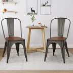 Chaise de salle à manger latérale en métal, siège en bois empilable (paquet de 4)