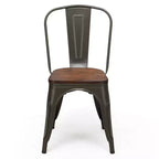 Chaise de salle à manger latérale en métal, siège en bois empilable (paquet de 4)