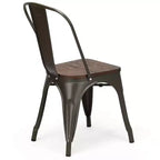 Chaise de salle à manger latérale en métal, siège en bois empilable (paquet de 4)