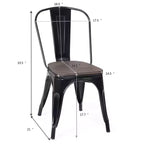 Chaise de salle à manger latérale en métal, siège en bois empilable (paquet de 4)