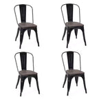 Chaise de salle à manger latérale en métal, siège en bois empilable (paquet de 4)