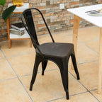 Chaise de salle à manger latérale en métal, siège en bois empilable (paquet de 4)