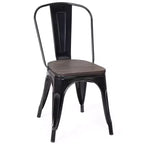 Chaise de salle à manger latérale en métal, siège en bois empilable (paquet de 4)