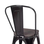 Chaise de salle à manger latérale en métal, siège en bois empilable (paquet de 4)