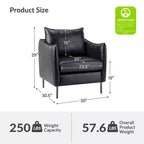 Fauteuil de salon en cuir végétalien rembourré avec pieds en métal