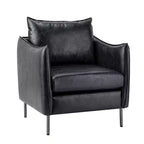 Fauteuil de salon en cuir végétalien rembourré avec pieds en métal