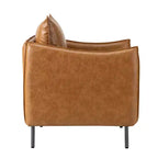 Fauteuil de salon en cuir végétalien rembourré avec pieds en métal