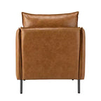 Fauteuil de salon en cuir végétalien rembourré avec pieds en métal
