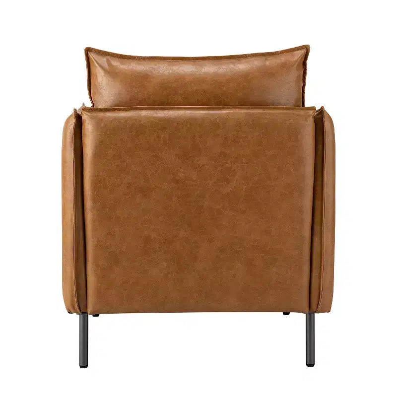 Fauteuil de salon en cuir végétalien rembourré avec pieds en métal