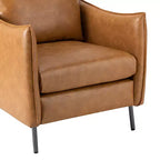 Fauteuil de salon en cuir végétalien rembourré avec pieds en métal