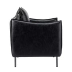 Fauteuil de salon en cuir végétalien rembourré avec pieds en métal