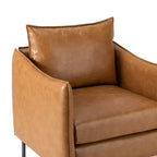 Fauteuil de salon en cuir végétalien rembourré avec pieds en métal