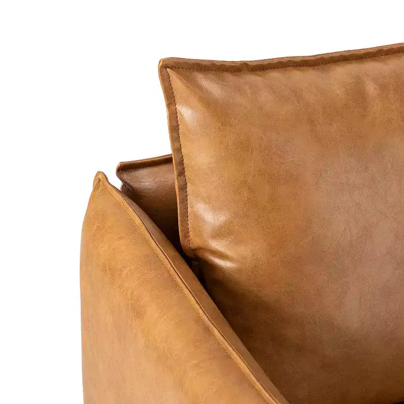 Fauteuil de salon en cuir végétalien rembourré avec pieds en métal