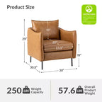 Fauteuil de salon en cuir végétalien rembourré avec pieds en métal