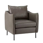 Fauteuil de salon en cuir végétalien rembourré avec pieds en métal