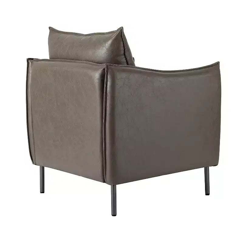 Fauteuil de salon en cuir végétalien rembourré avec pieds en métal