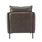 Fauteuil de salon en cuir végétalien rembourré avec pieds en métal