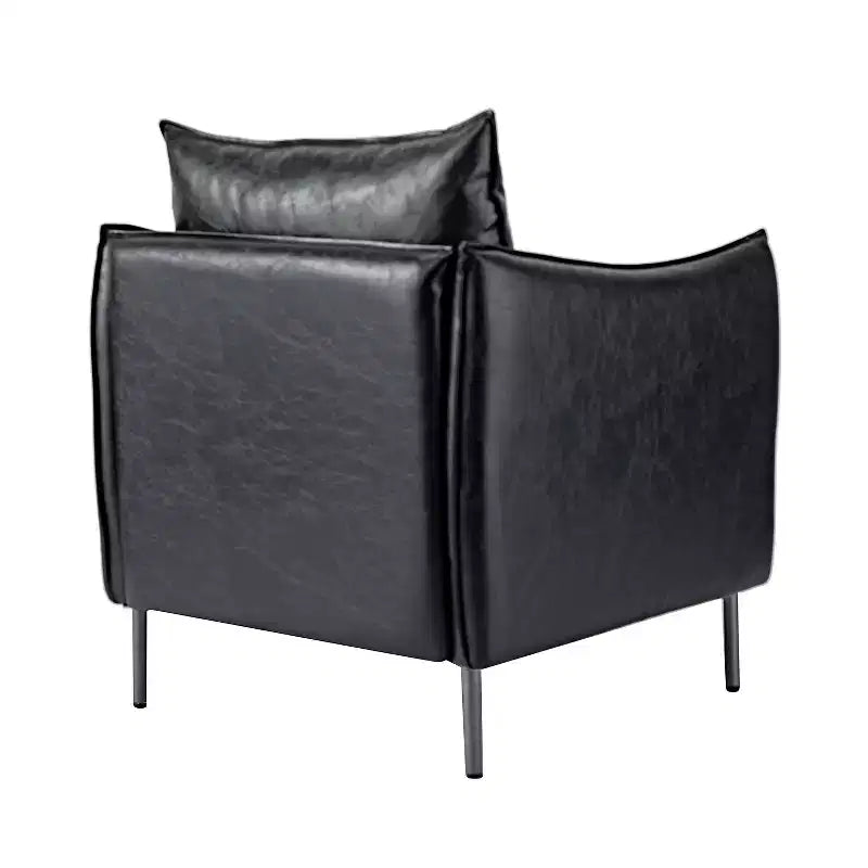 Fauteuil de salon en cuir végétalien rembourré avec pieds en métal