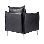 Fauteuil de salon en cuir végétalien rembourré avec pieds en métal