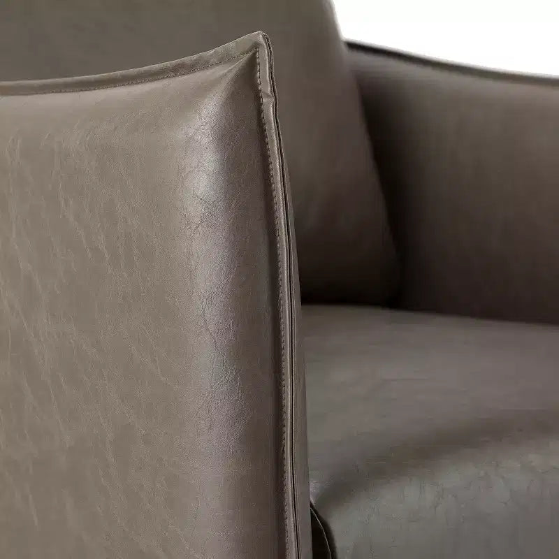 Fauteuil de salon en cuir végétalien rembourré avec pieds en métal