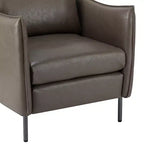 Fauteuil de salon en cuir végétalien rembourré avec pieds en métal