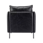 Fauteuil de salon en cuir végétalien rembourré avec pieds en métal