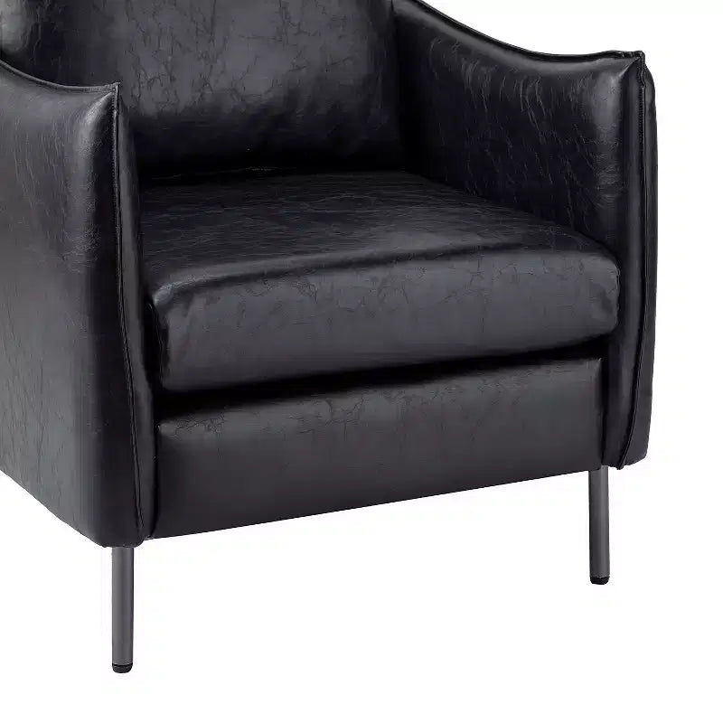 Fauteuil de salon en cuir végétalien rembourré avec pieds en métal