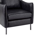 Fauteuil de salon en cuir végétalien rembourré avec pieds en métal