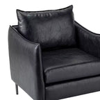 Fauteuil de salon en cuir végétalien rembourré avec pieds en métal