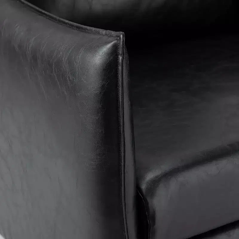 Fauteuil de salon en cuir végétalien rembourré avec pieds en métal