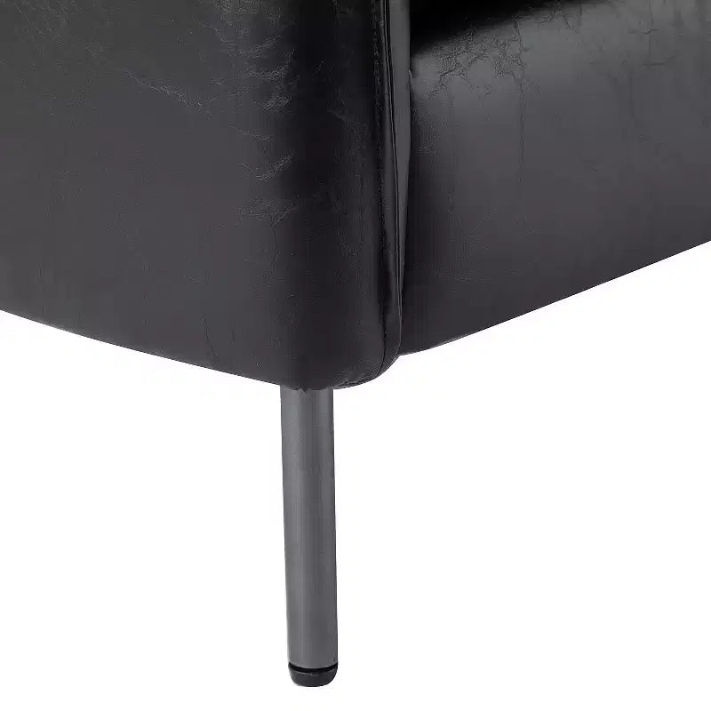 Fauteuil de salon en cuir végétalien rembourré avec pieds en métal