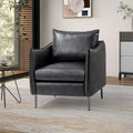 Fauteuil de salon en cuir végétalien rembourré avec pieds en métal