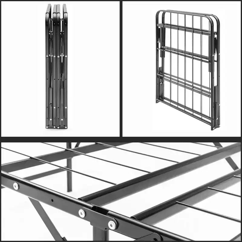 Cadre de lit plateforme de matelas en métal Quickbase de 14 pouces avec lattes en acier (sommier tapissier non nécessaire), noir