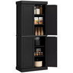 HOMCOM 72 Traditional Freestanding Kitchen Pantry Cupboard with 2 Cabinet, and Adjustable Shelves, Black