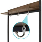 Banc d'entrée industriel avec porte-manteaux/étagère à chaussures - Étagères en panneaux de particules avec cadre en acier thermolaqué - Marron - 170 cm