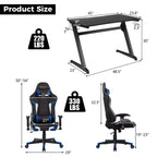 Bureau de style course en Z et chaise de jeu massante pour bureau à domicile