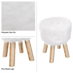 Pouffe rond en fausse fourrure, repose-pieds ou tabouret d'appoint (blanc)