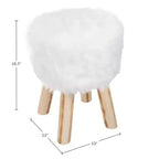 Pouffe rond en fausse fourrure, repose-pieds ou tabouret d'appoint (blanc)