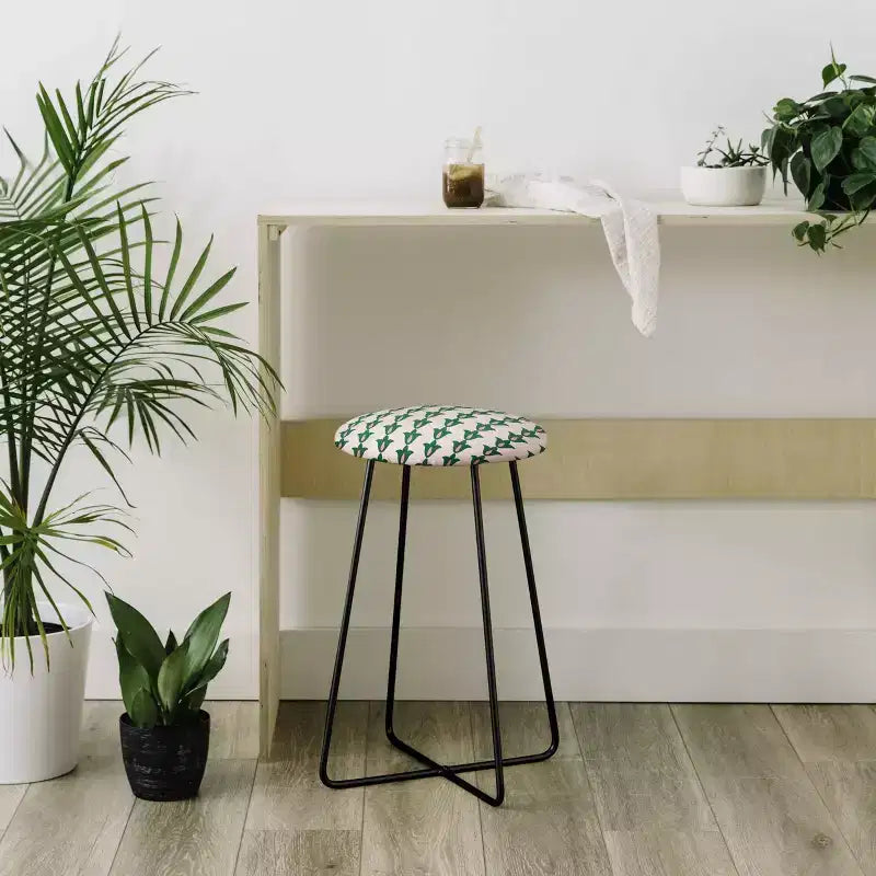 Tabouret de bar à hauteur de comptoir motif floral rétro