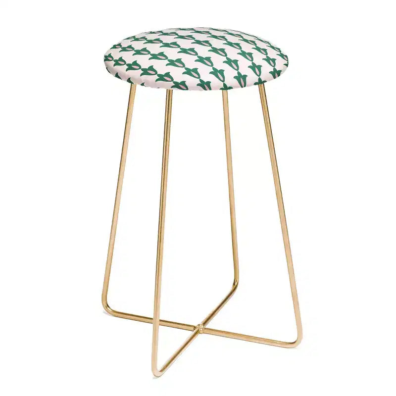 Tabouret de bar à hauteur de comptoir motif floral rétro