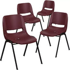 Flash Furniture 4 Pack HERCULES Series 880 lb. Capacity Ergonomic Shell Stack Chair with Metal Frame
