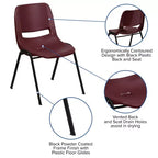 Lot de 4 chaises empilables ergonomiques avec coque, capacité de 399 kg
