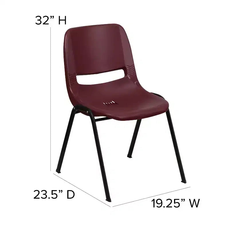 Lot de 4 chaises empilables ergonomiques avec coque, capacité de 399 kg